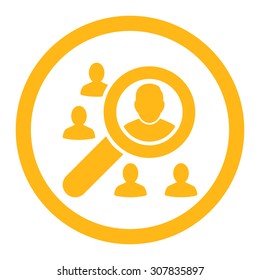 Marketing vector icon. This rounded flat symbol is drawn with yellow color on a white background.