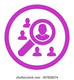 Marketing vector icon. This rounded flat symbol is drawn with violet color on a white background.