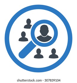 Marketing vector icon. This rounded flat symbol is drawn with smooth blue colors on a white background.