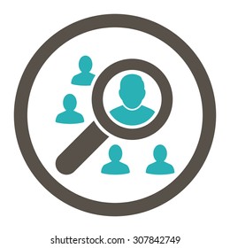 Marketing vector icon. This rounded flat symbol is drawn with grey and cyan colors on a white background.