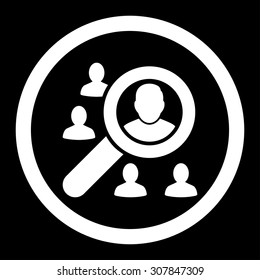 Marketing vector icon. This rounded flat symbol is drawn with white color on a black background.