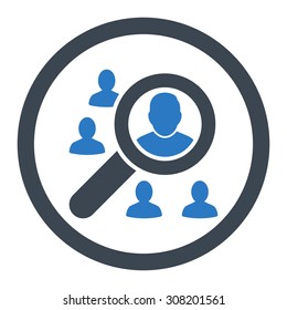 Marketing vector icon. This rounded flat symbol is drawn with smooth blue colors on a white background.