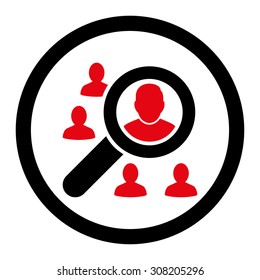 Marketing vector icon. This rounded flat symbol is drawn with intensive red and black colors on a white background.