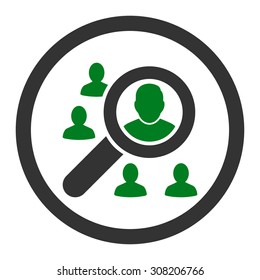 Marketing vector icon. This rounded flat symbol is drawn with green and gray colors on a white background.