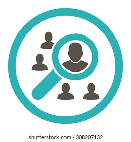 Marketing vector icon. This rounded flat symbol is drawn with grey and cyan colors on a white background.