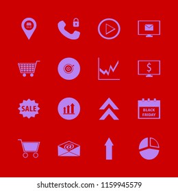 marketing vector icons set. with up arrow, security telephone, sale and dollar symbol computer in set