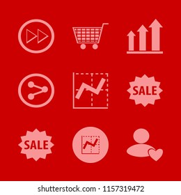 marketing vector icons set. with user favorite, graph, shopping cart and growing graph in set