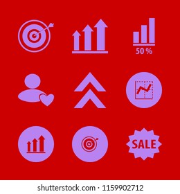 marketing vector icons set. with user favorite, target, graph and sale in set