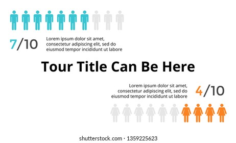 Marketing vector infographic slide template. Target audience by gender. Male female targeting percents. Human silhouette. Market strategy.