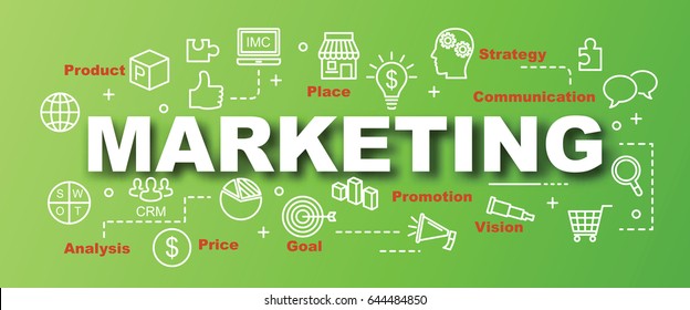 marketing vector trendy banner design concept, modern style with thin line art business icons on gradient colors background