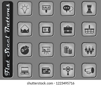 marketing vector web icons on the flat steel buttons