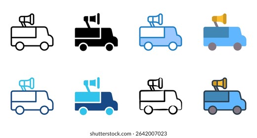 Marketing vehicle icon set multiple style collection 
