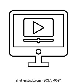 Marketing, Video, Spielerumriss. Line Art Vektor.