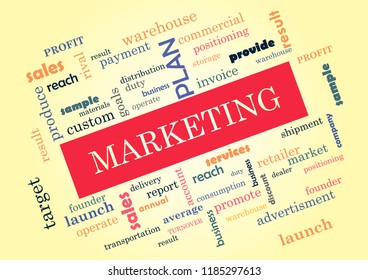 Marketing vision Collage of words Vector illustration