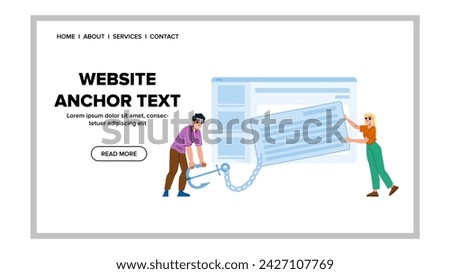 marketing website anchor text vector. social line, nofollow external, internal flat marketing website anchor text web flat cartoon illustration