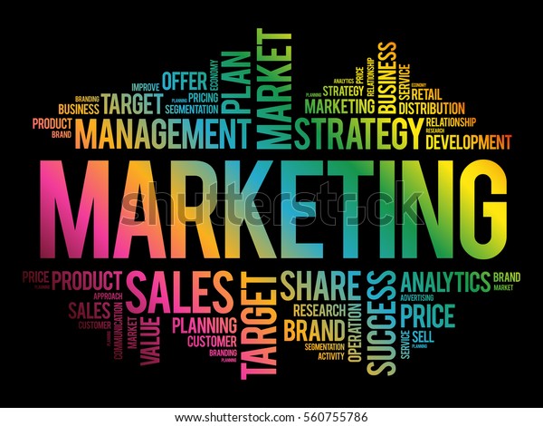 Marketing Word Cloud Collage Business Concept Stock Vector (Royalty ...