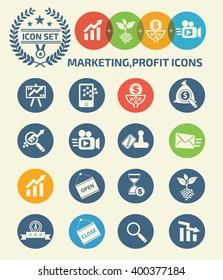 Marketing,profit icons,clean vector