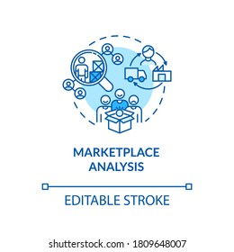 Marketplace analysis turquoise concept icon. Financial report. Commercial research. Information assessment idea thin line illustration. Vector isolated outline RGB color drawing. Editable stroke
