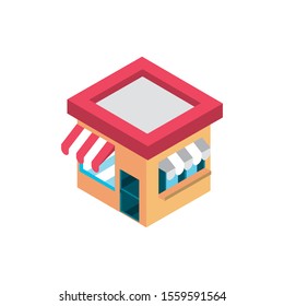 marketplace building online shopping isometric icon vector illustration