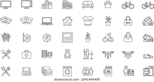 Marketplace Categories Line Editable Icons set