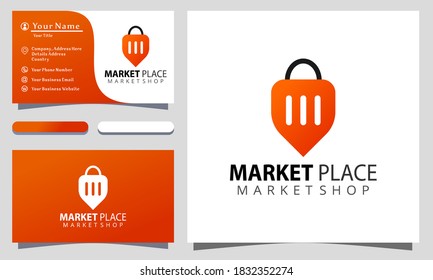 Marketplace Colorful Logo Design Vector Illustration, Business Card Template