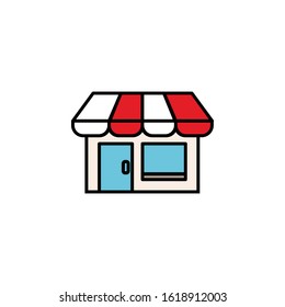 Marketplace with colour outline icon vector illustration logo template for many purpose.
