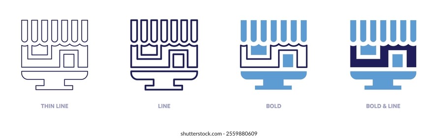 Marketplace icon in 4 different styles. Thin Line, Line, Bold, and Bold Line. Duotone style. Editable stroke.