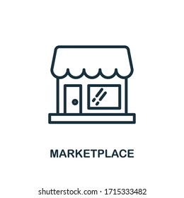 Marketplace icon. Line style simple element from e-commerce icons collection. Pixel perfect simple marketplace icon for web design, apps, software, print usage.