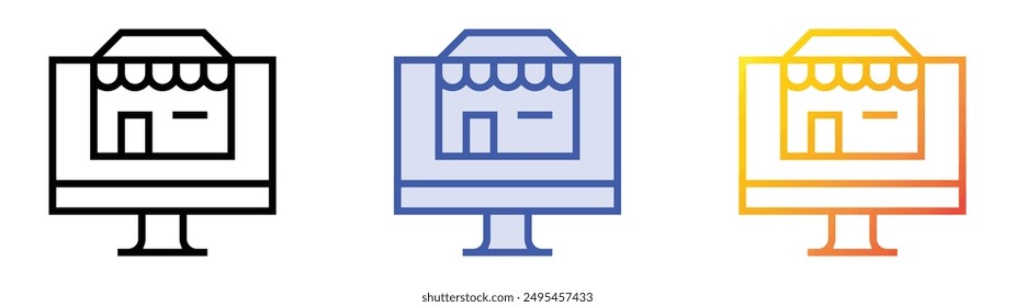 marketplace icon. Linear, Blue Fill and Gradient Style Design Isolated On White Background