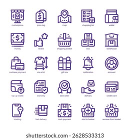 Marketplace Icon pack for your website, mobile, presentation, and logo design. Marketplace Icon line basic color design. Vector graphics illustration and editable stroke.