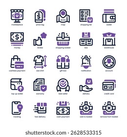 Marketplace Icon pack for your website, mobile, presentation, and logo design. Marketplace Icon dual tone design. Vector graphics illustration and editable stroke.