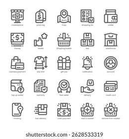 Marketplace Icon pack for your website, mobile, presentation, and logo design. Marketplace Icon outline design. Vector graphics illustration and editable stroke.
