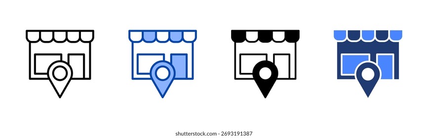Ícone do Marketplace definir coleção de vários estilos