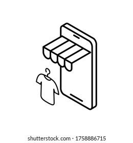 Marketplace isometric line icon on white background