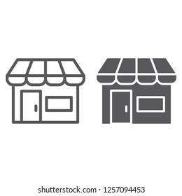 Marketplace line and glyph icon, shop and store, market sign, vector graphics, a linear pattern on a white background, eps 10.