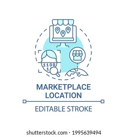 Marketplace location concept icon. Ecommerce site country abstract idea thin line illustration. Availability in different regions. Vector isolated outline color drawing. Editable stroke