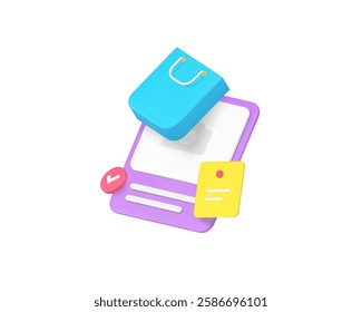 Marketplace online shopping social network media marketing 3d icon realistic vector illustration. Internet digital store shop market supermarket web page order retail commercial advertising