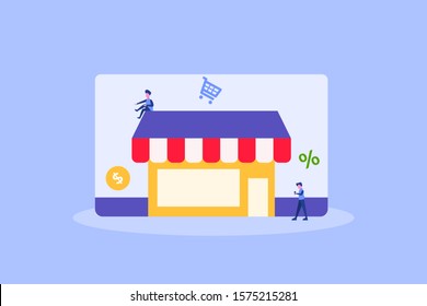 Marketplace. online store illustration concept for web landing page template, banner, flyer and presentation