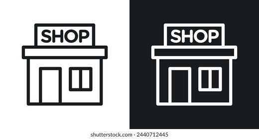 Marketplace and Small Business Storefront Icons. Symbols of Local Commerce and Trade.