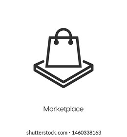 marketplace vector icon. Linear style sign for mobile concept and web design. marketplace symbol logo illustration. vector graphics - Vector.