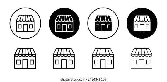 Colección de iconos vectoriales de Marketplace. Icono plano de esquema de mercado.