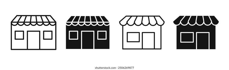 Marketplace vector icon set. Retail outlet vector symbol for UI design.