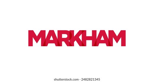 Markham en el emblema de Canadá. El diseño presenta un estilo geométrico, Ilustración vectorial con tipografía audaz en un estilo moderno. La letra gráfica del eslogan.