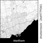 Markham city map, Canada - Topographic vector map poster