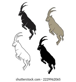 Markhor Animal Silhouette - screw-horned goat