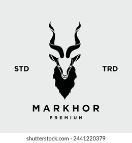 Markhor head animal logo design inspiration template