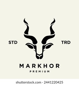 Markhor head animal logo design inspiration template