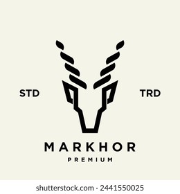 Markhor head animal logo design inspiration template