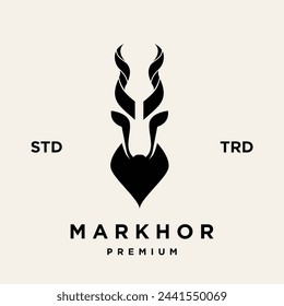 Markhor head animal logo design inspiration template