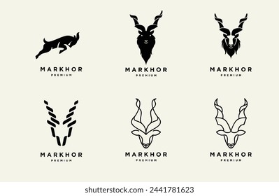 Markhor head animal logo design inspiration template